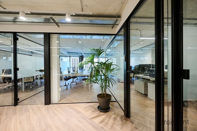 a glass door of a building