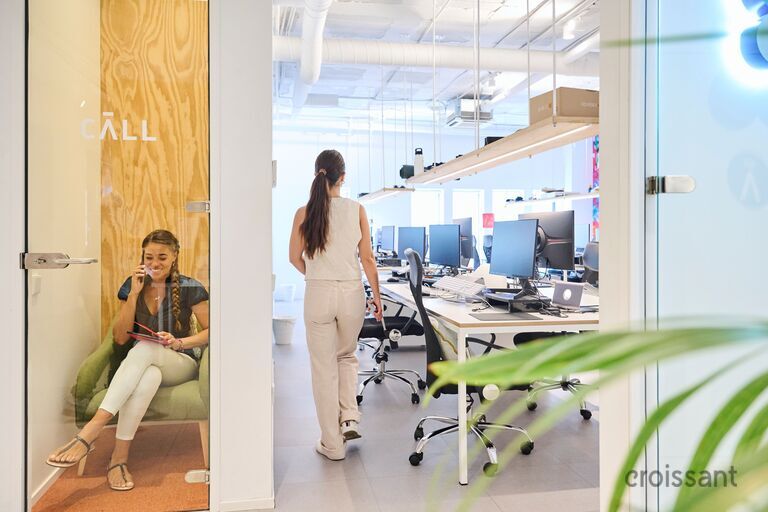 a woman standing in a room