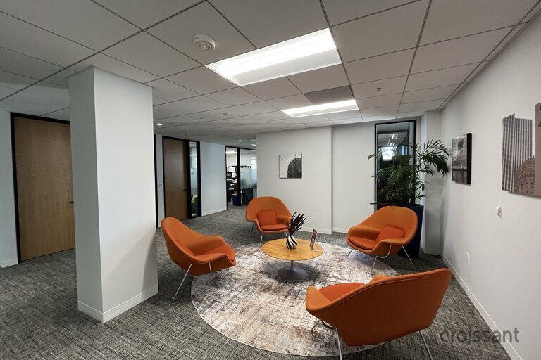 a large orange chair