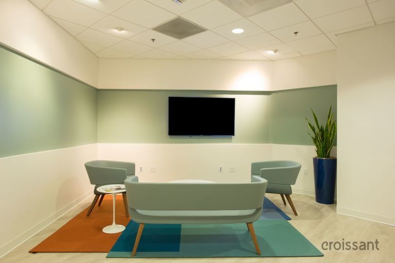a room filled with furniture and a flat screen tv