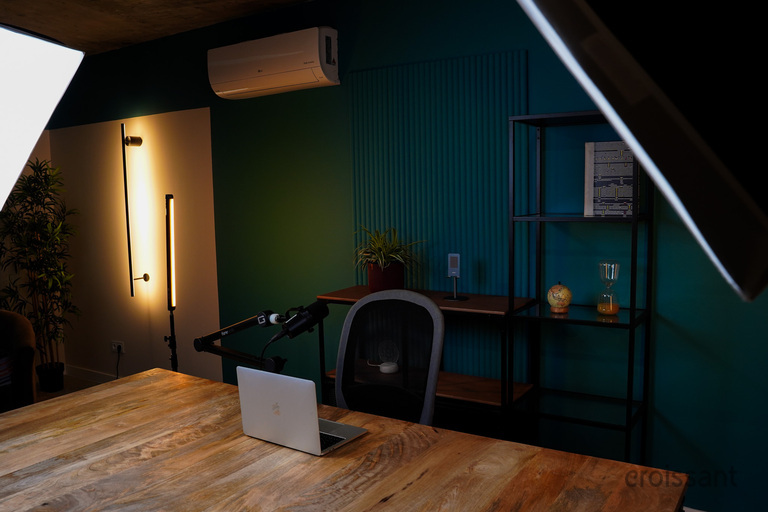 a room with a large window