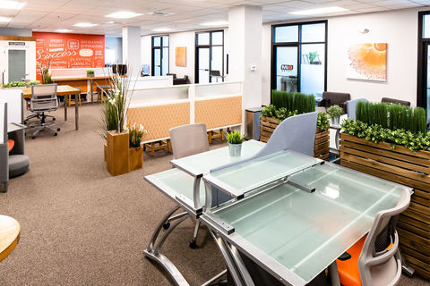 a room filled with furniture and a table