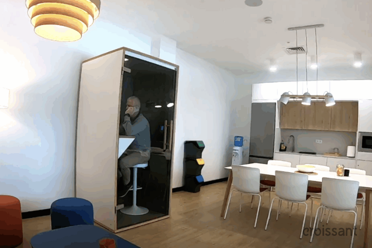 a room filled with furniture and a mirror