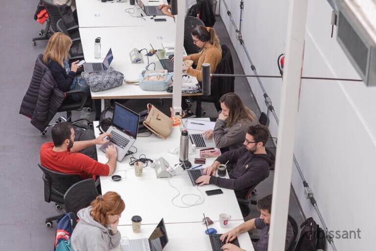 a group of people in a room