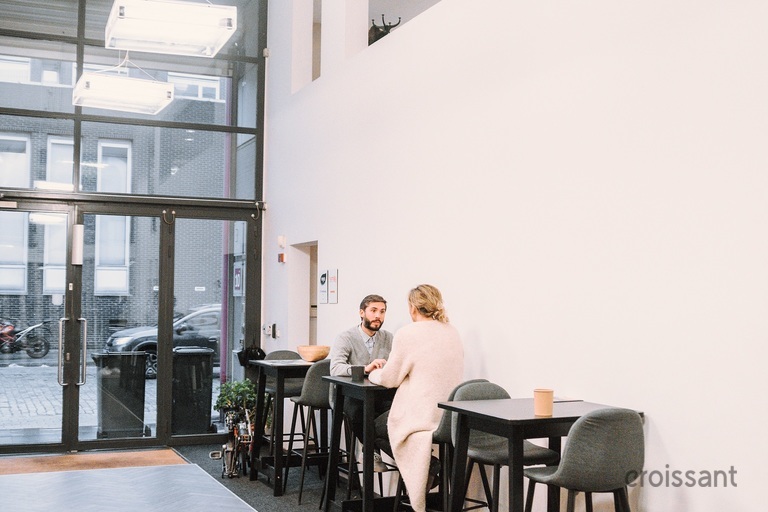 a group of people in a room