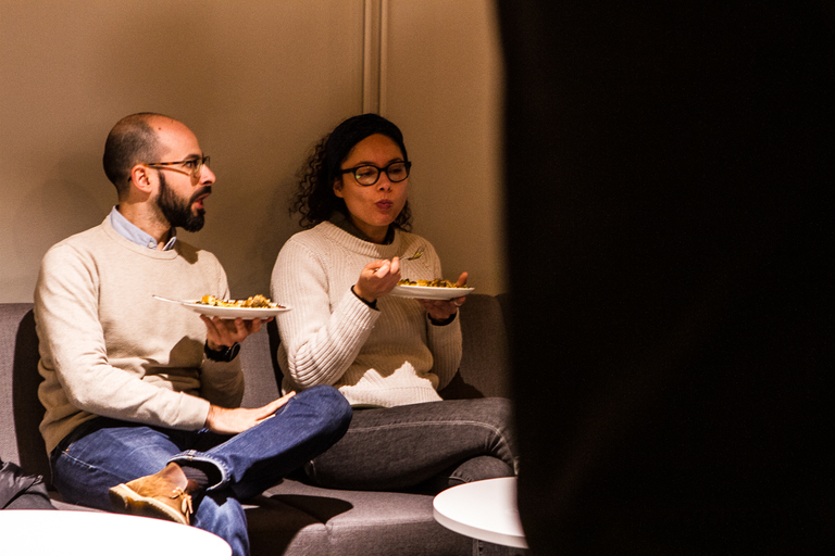 a man and a woman sitting on a couch
