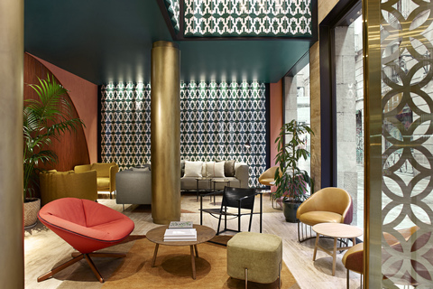 a room with seating
