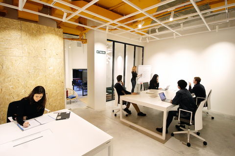 a group of people in a room