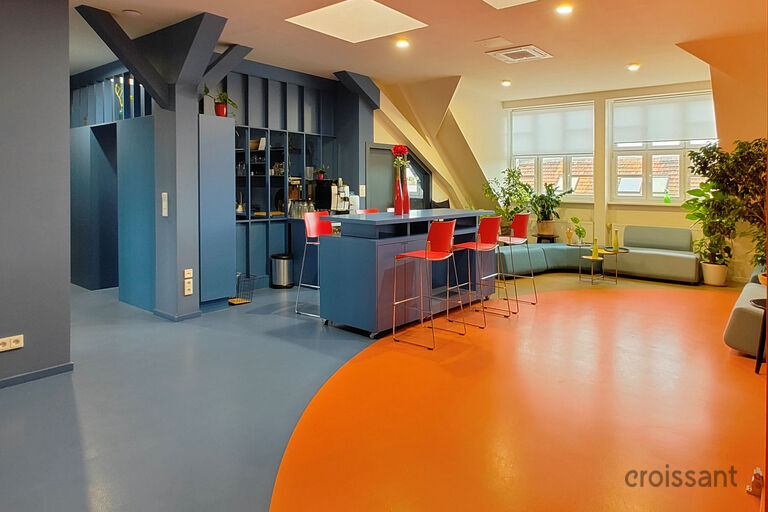 a large orange room