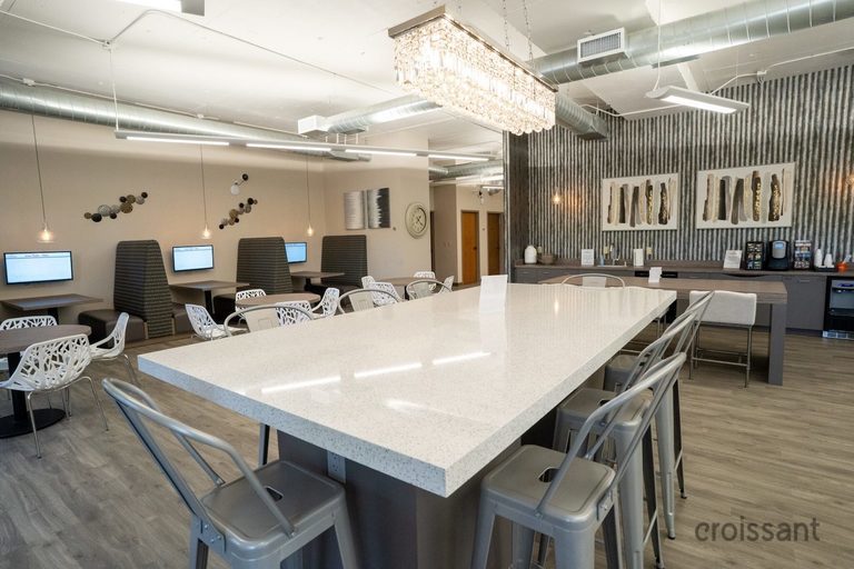 a long table in a room