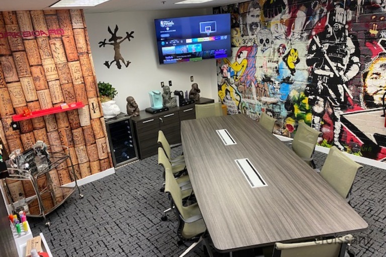 a group of people in a living room