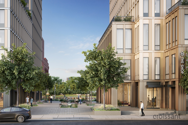 a city street in front of a building