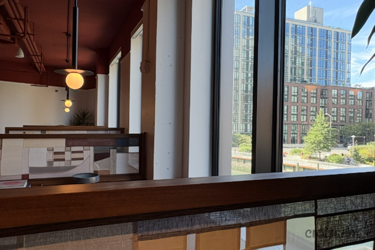 a room with a large window