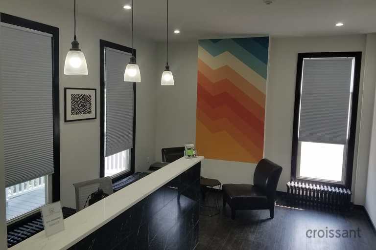 a room with a sink and a window