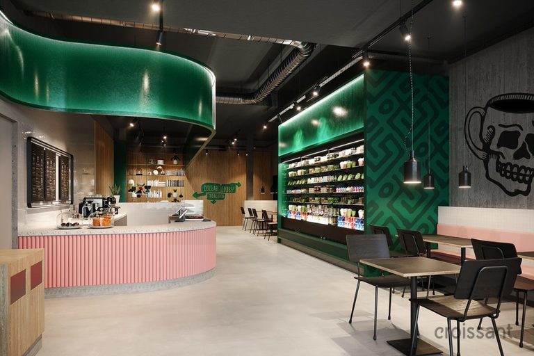 a green chair in a room