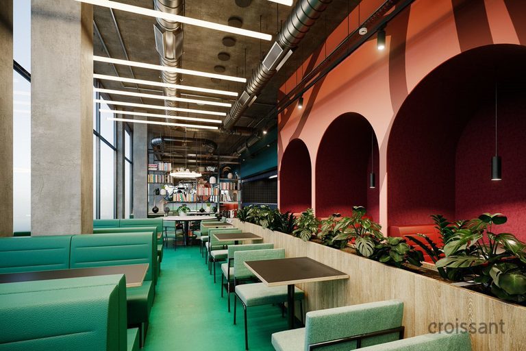 a green chair in a room