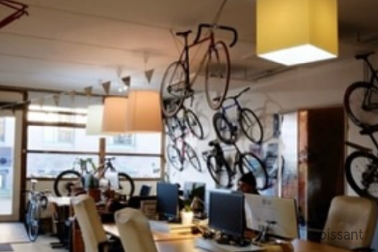 a kitchen with a table in a room