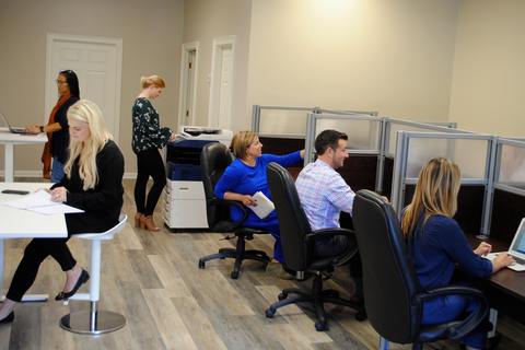 a group of people in a room